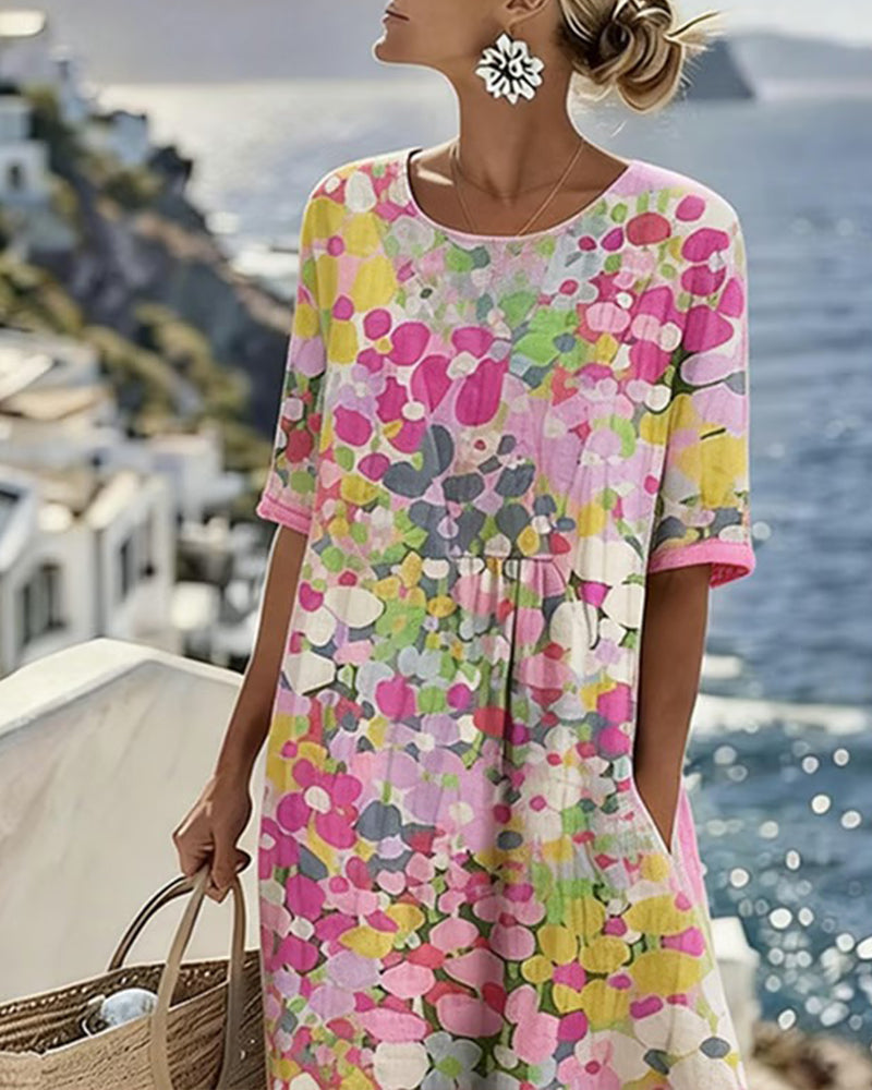 ELENA™ - LIGHT FLORAL FLOW MIDI DRESS
