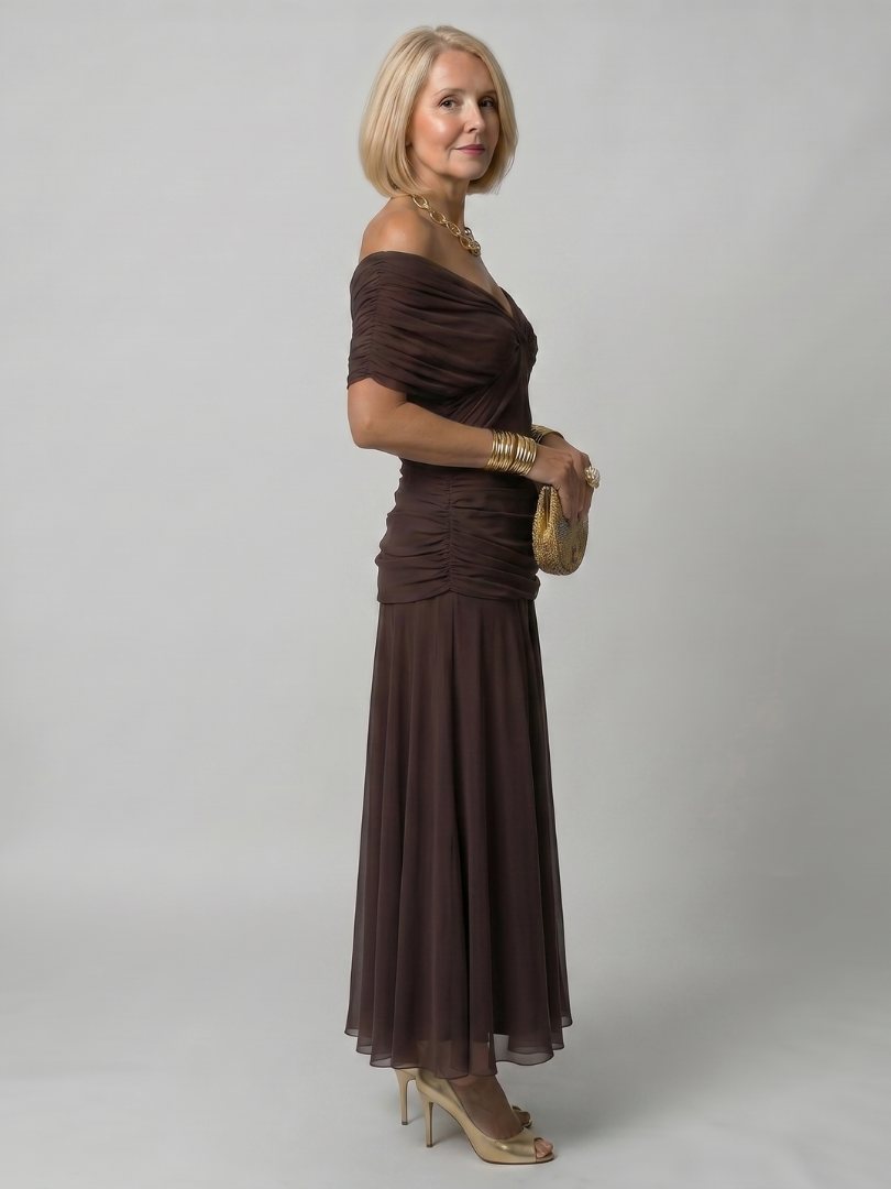 CALEN™ - OFF-SHOULDER FLOW MIDI DRESS