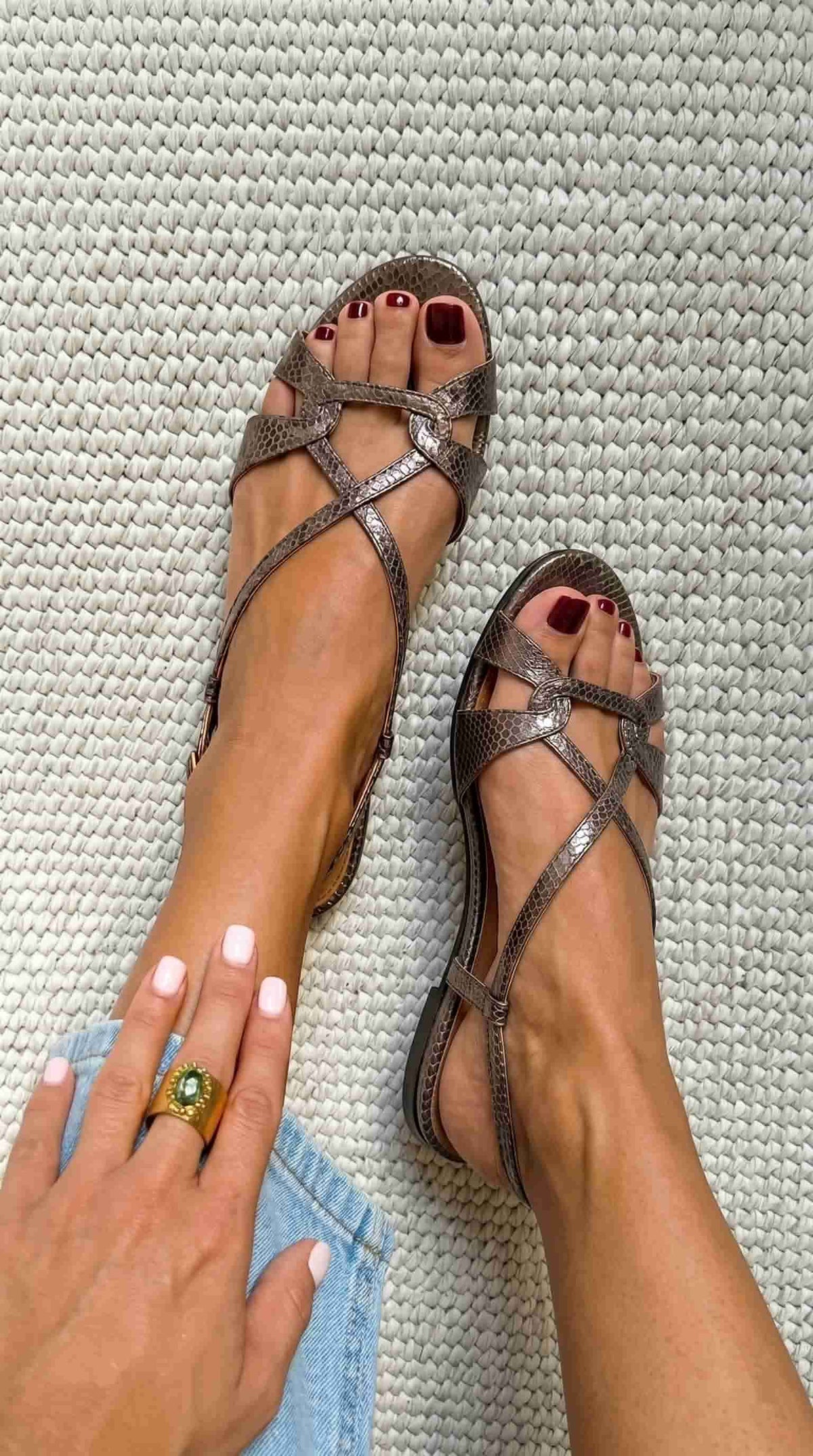 AURELIA™ - SNAKE-EFFECT SLINGBACK SANDALS