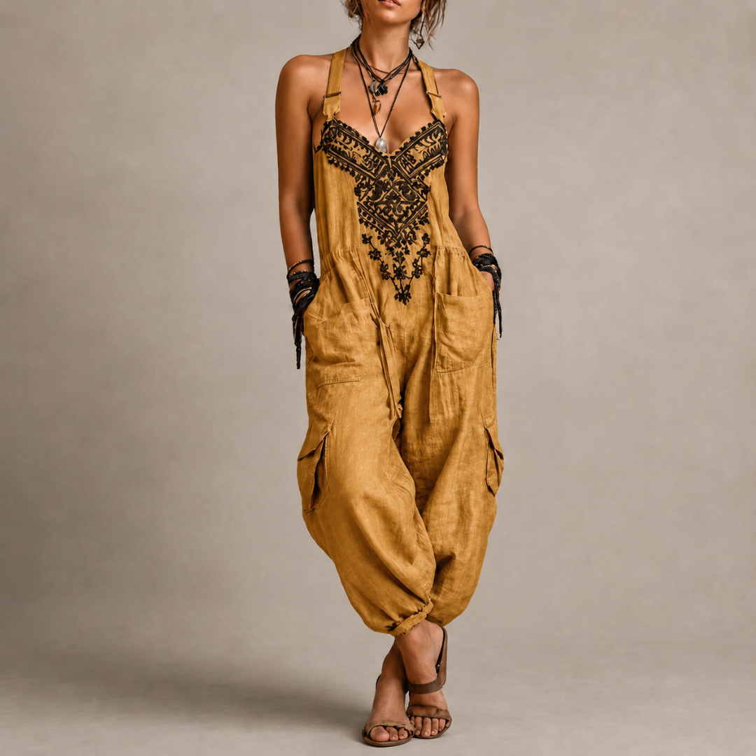 ASTRID™ - EMBROIDERED BOHO JUMPSUIT