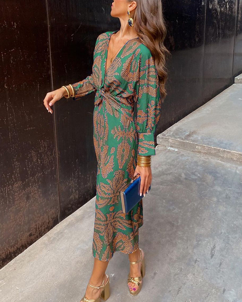 CELESTINE™ - FLORAL LONG-SLEEVE MIDI DRESS