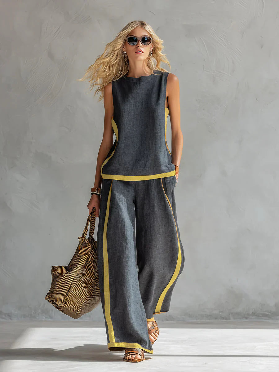 LEILA™ - CONTRAST TRIM TWO-PIECE SET