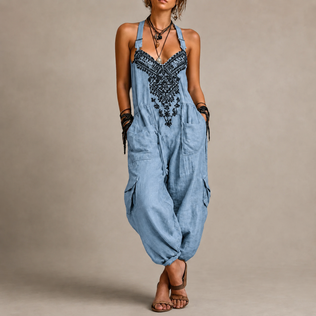 ASTRID™ - EMBROIDERED BOHO JUMPSUIT