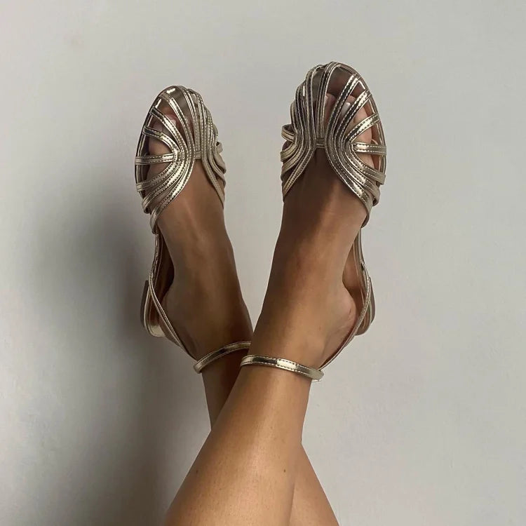 VITTORIA™ - JEWELLED GOLDEN SANDALS
