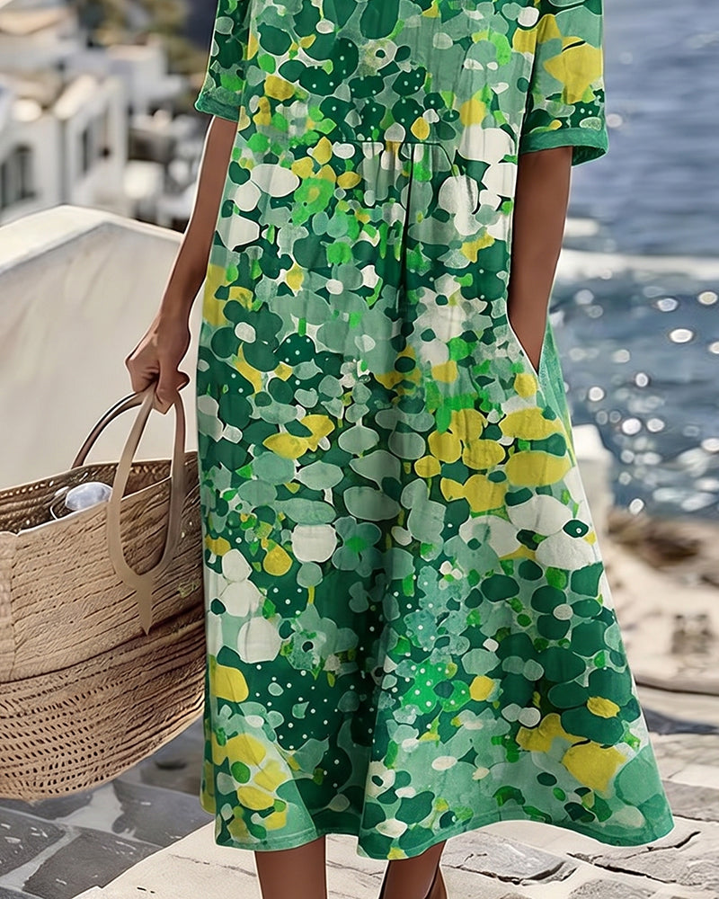 ELENA™ - LIGHT FLORAL FLOW MIDI DRESS