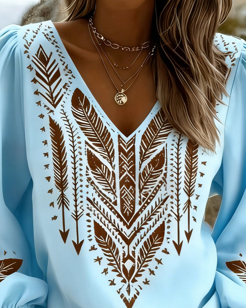 BLANCHETTE™ - PUFF SLEEVE V-NECK BLOUSE