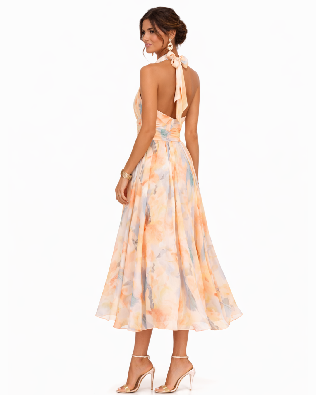 AURORA™ - WATERCOLOUR HALTER MAXI DRESS