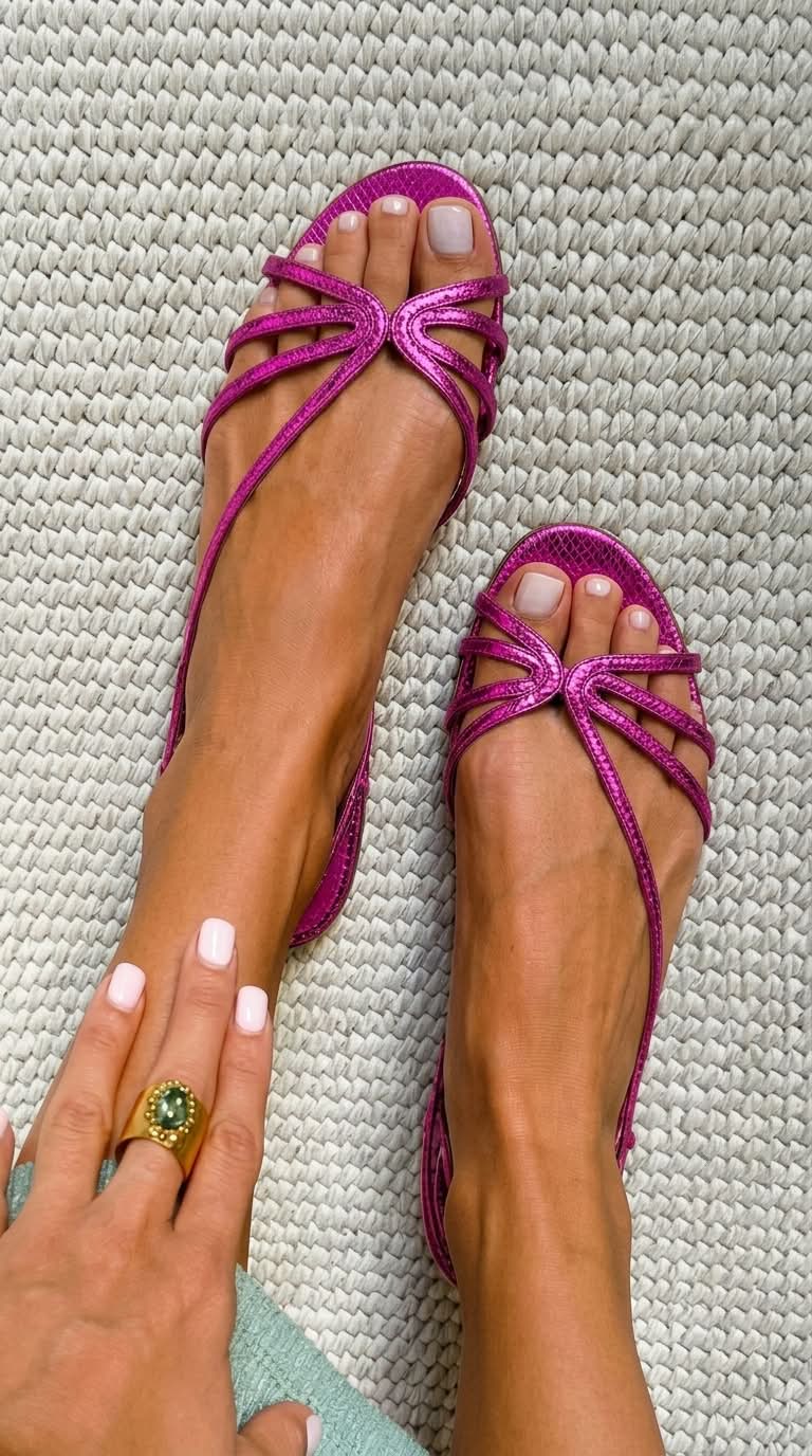 GINEVRA™ - GOLDEN STRAPPY FLAT SANDALS