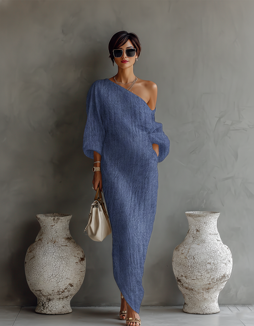 ALBA™ - IVORY LINEN OFF-SHOULDER DRESS