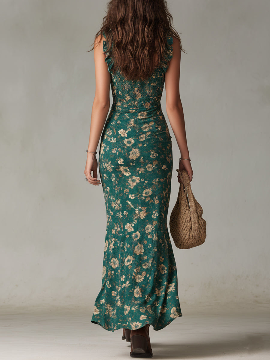 MAYFAIR™ - RETRO RUFFLE-SLEEVE MIDI DRESS