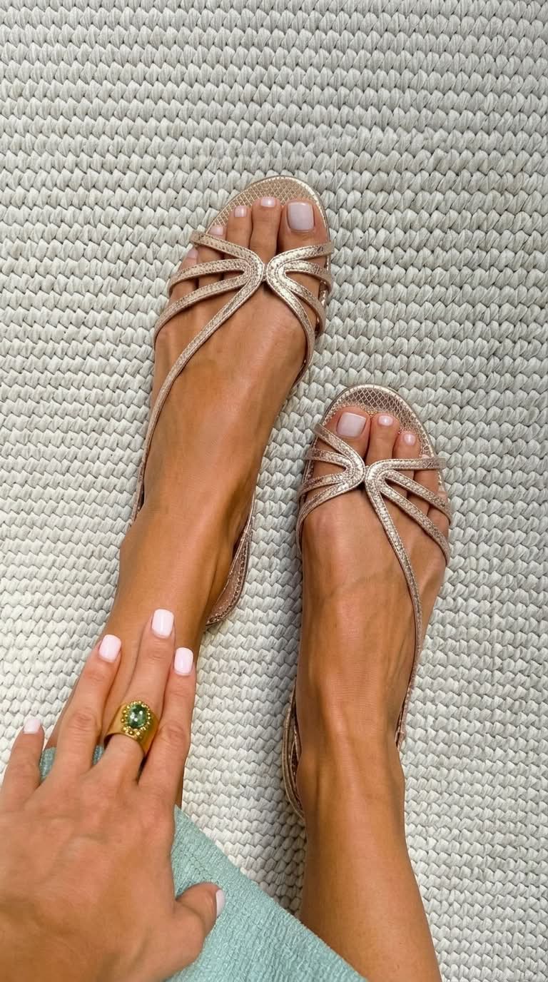 GINEVRA™ - GOLDEN STRAPPY FLAT SANDALS