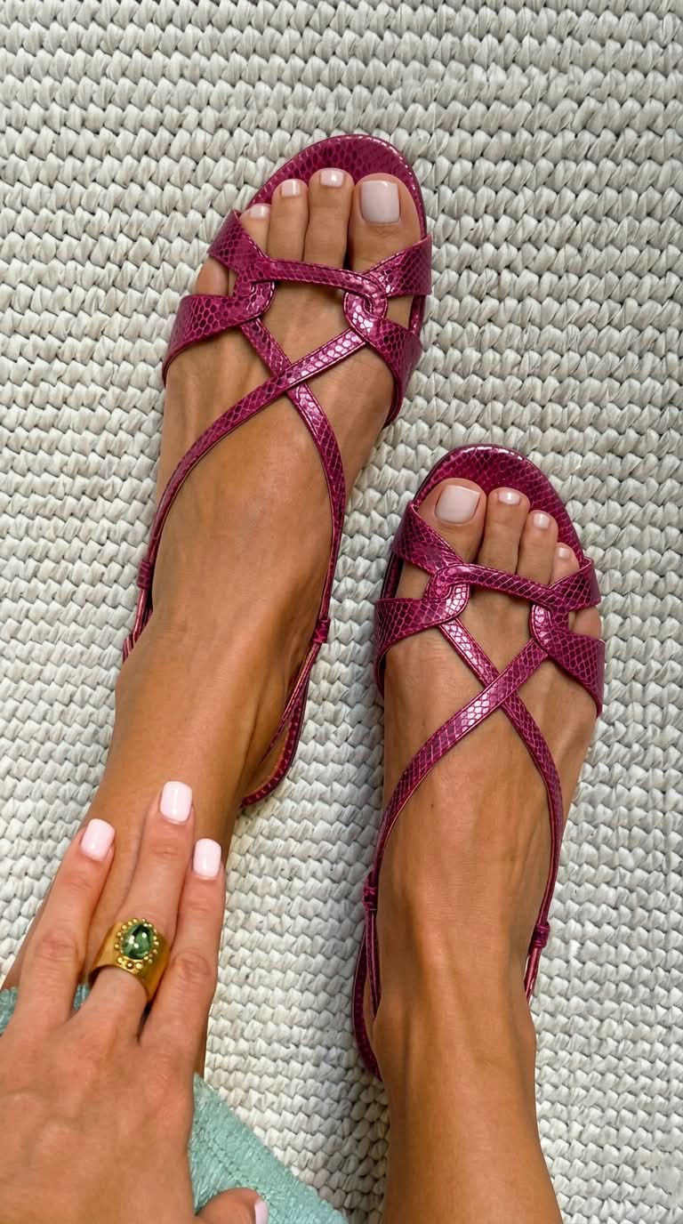 AURELIA™ - SNAKE-EFFECT SLINGBACK SANDALS