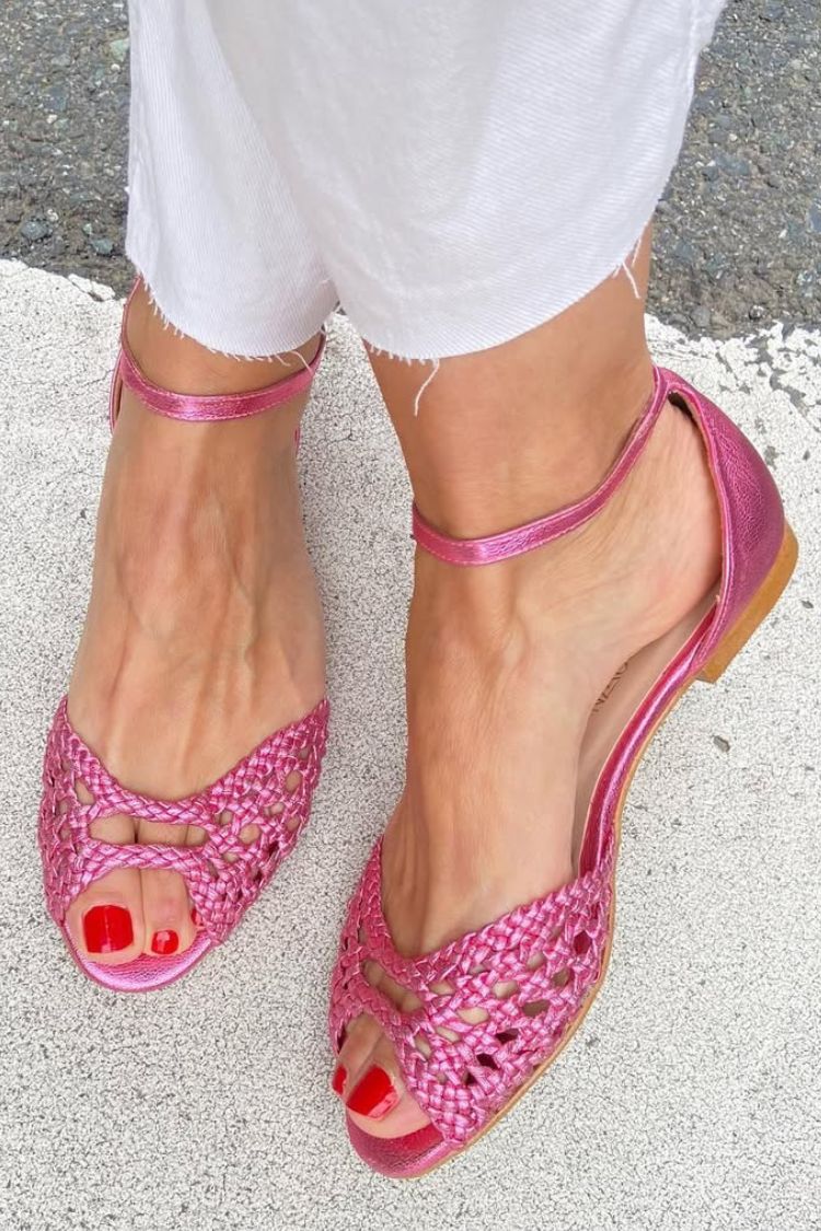 ISADORA™ - GOLDEN WOVEN ANKLE-STRAP SANDALS