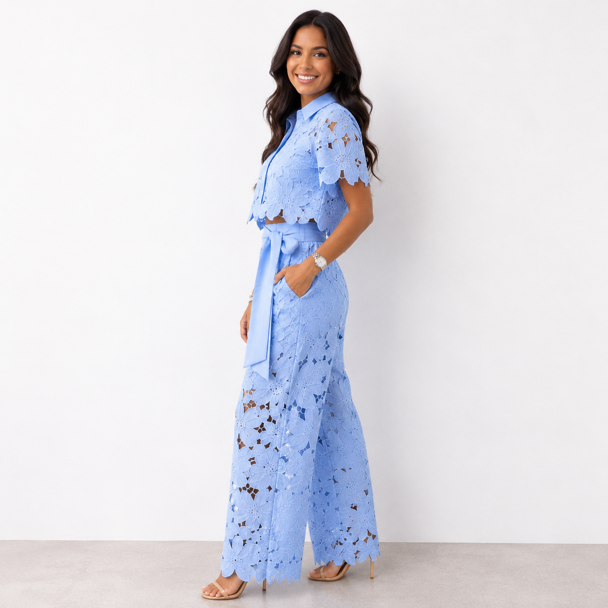 ISABELA™ - LACE EMBROIDERED TWO-PIECE SET