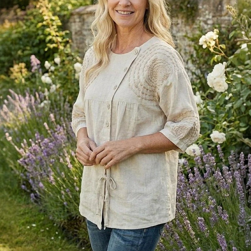 MARGAUX™ - VINTAGE PRINT BUTTON BLOUSE