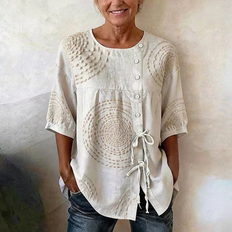 MARGAUX™ - VINTAGE PRINT BUTTON BLOUSE