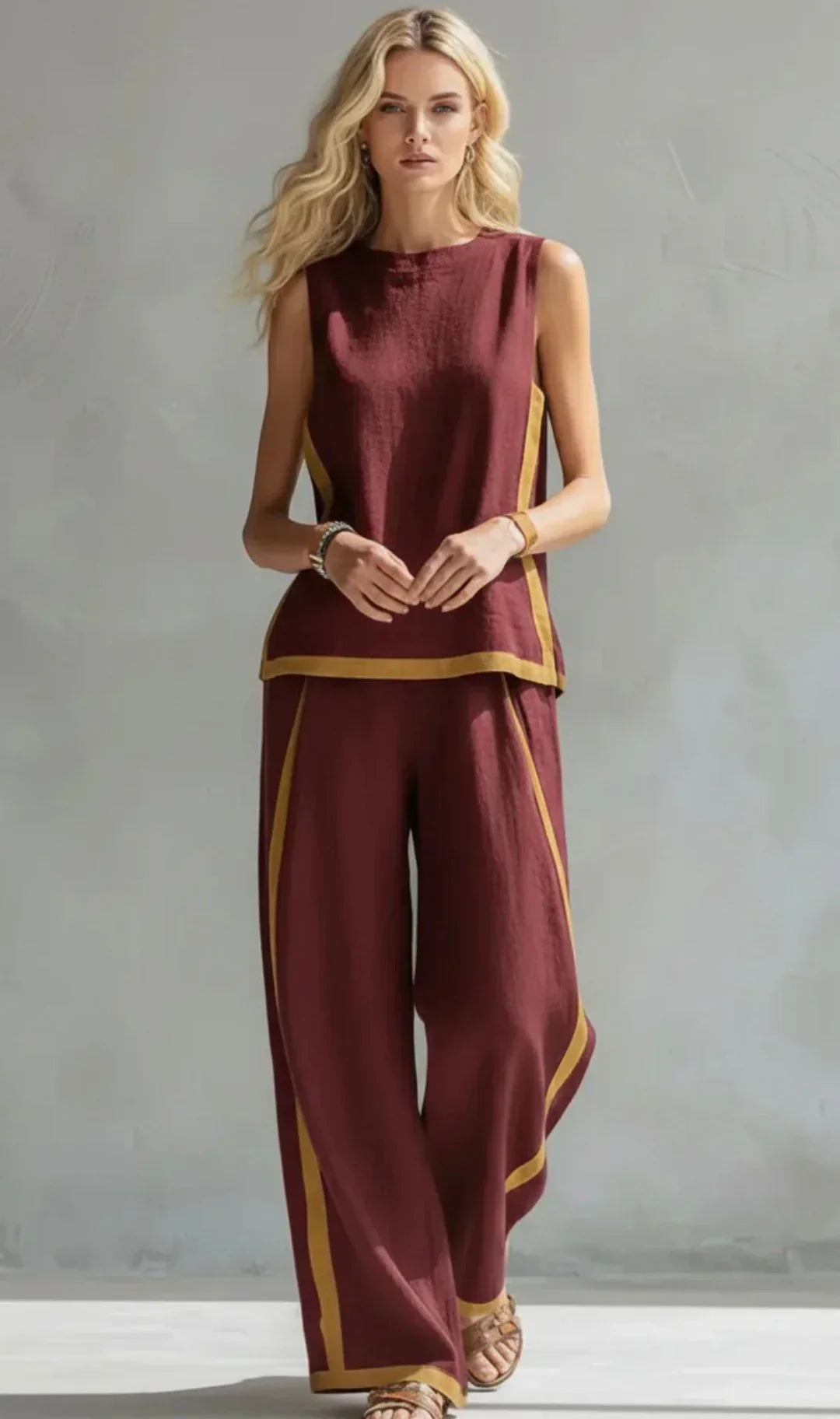 LEILA™ - CONTRAST TRIM TWO-PIECE SET