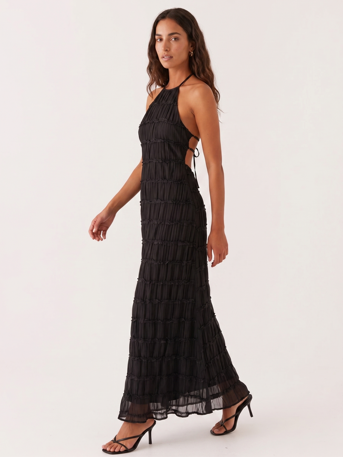 ANGELA™ - TIERED HALTER EVENING DRESS