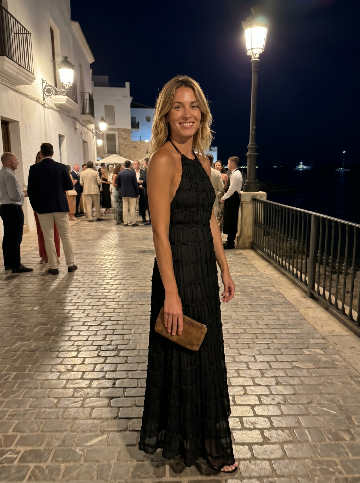 ANGELA™ - TIERED HALTER EVENING DRESS
