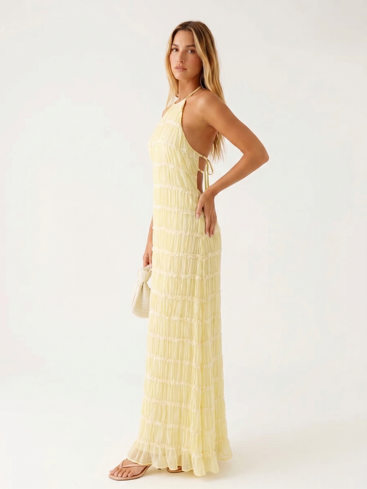 ANGELA™ - TIERED HALTER EVENING DRESS