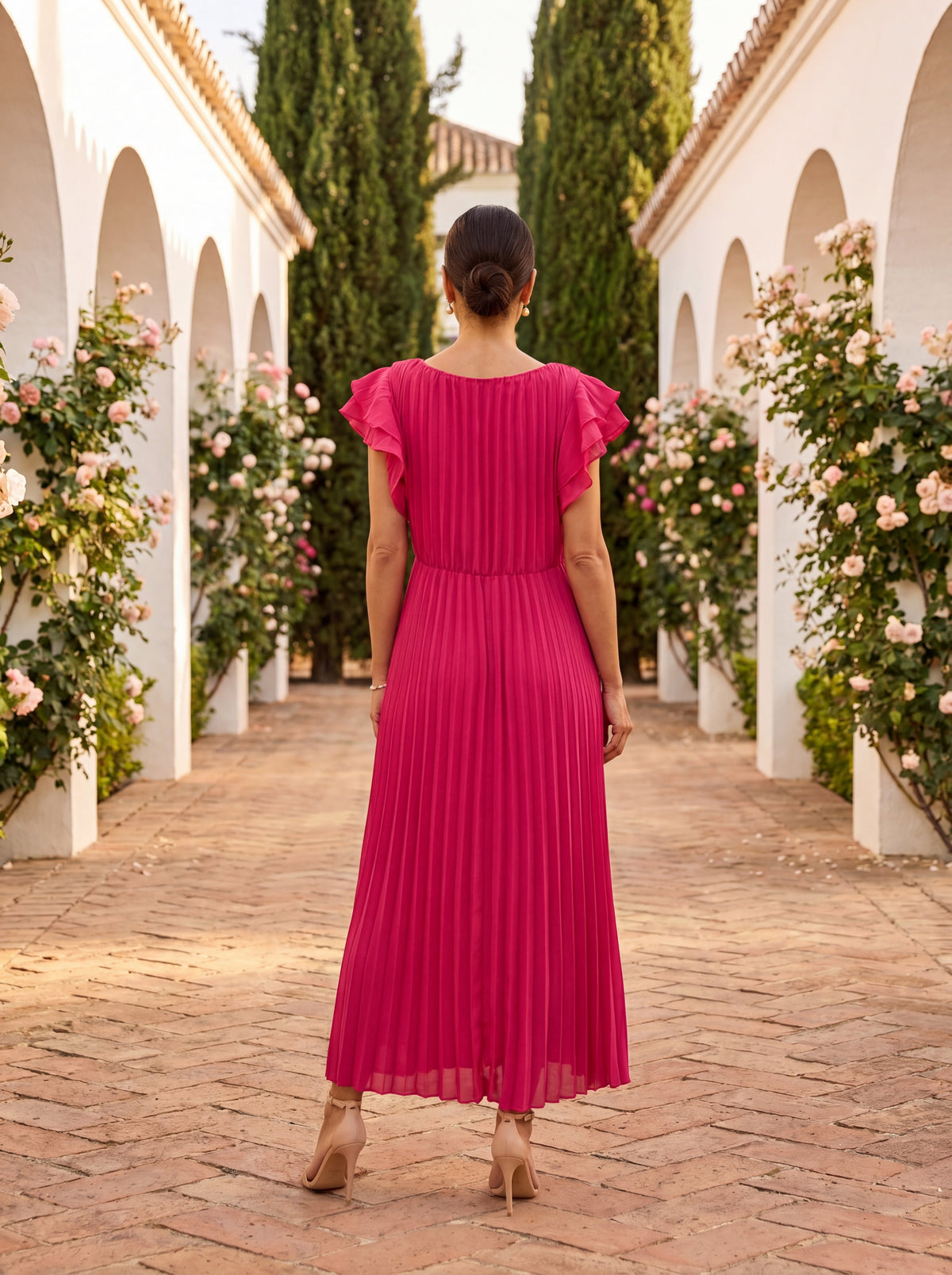 SERAPHINA™ - PLEATED KNOT-WAIST MAXI DRESS