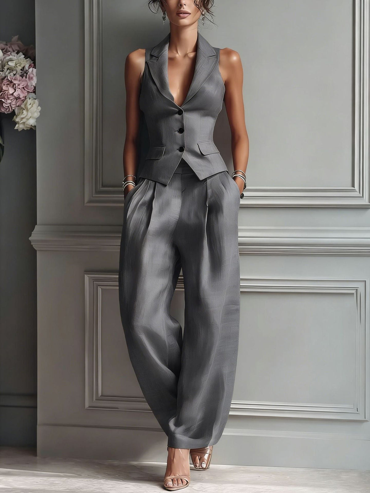 CARMEN™ - LINEN V-NECK CO-ORD SET
