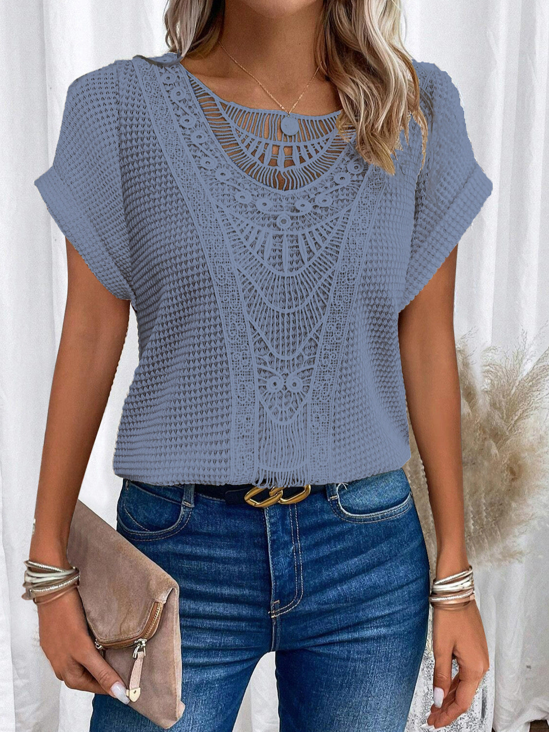 PALOMA™ - SCALLOP-TRIM SHORT SLEEVE TEE