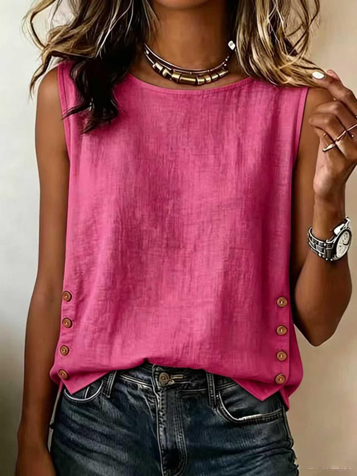 COLETTE™ - BUTTON-FRONT CASUAL TOP