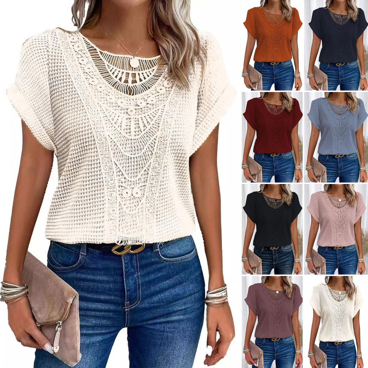 PALOMA™ - SCALLOP-TRIM SHORT SLEEVE TEE
