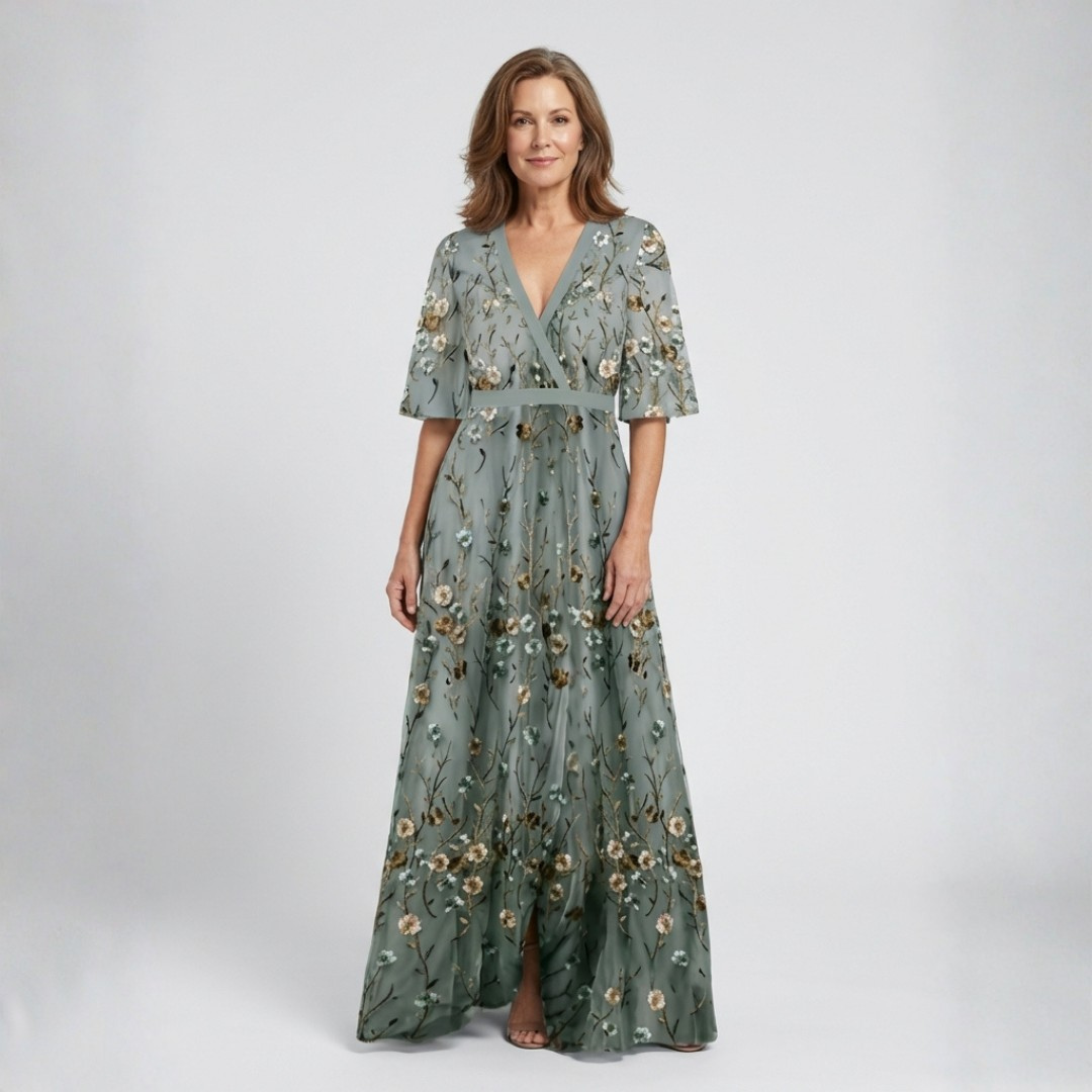 AMARANTHE™ - FLORAL V-NECK DRESS
