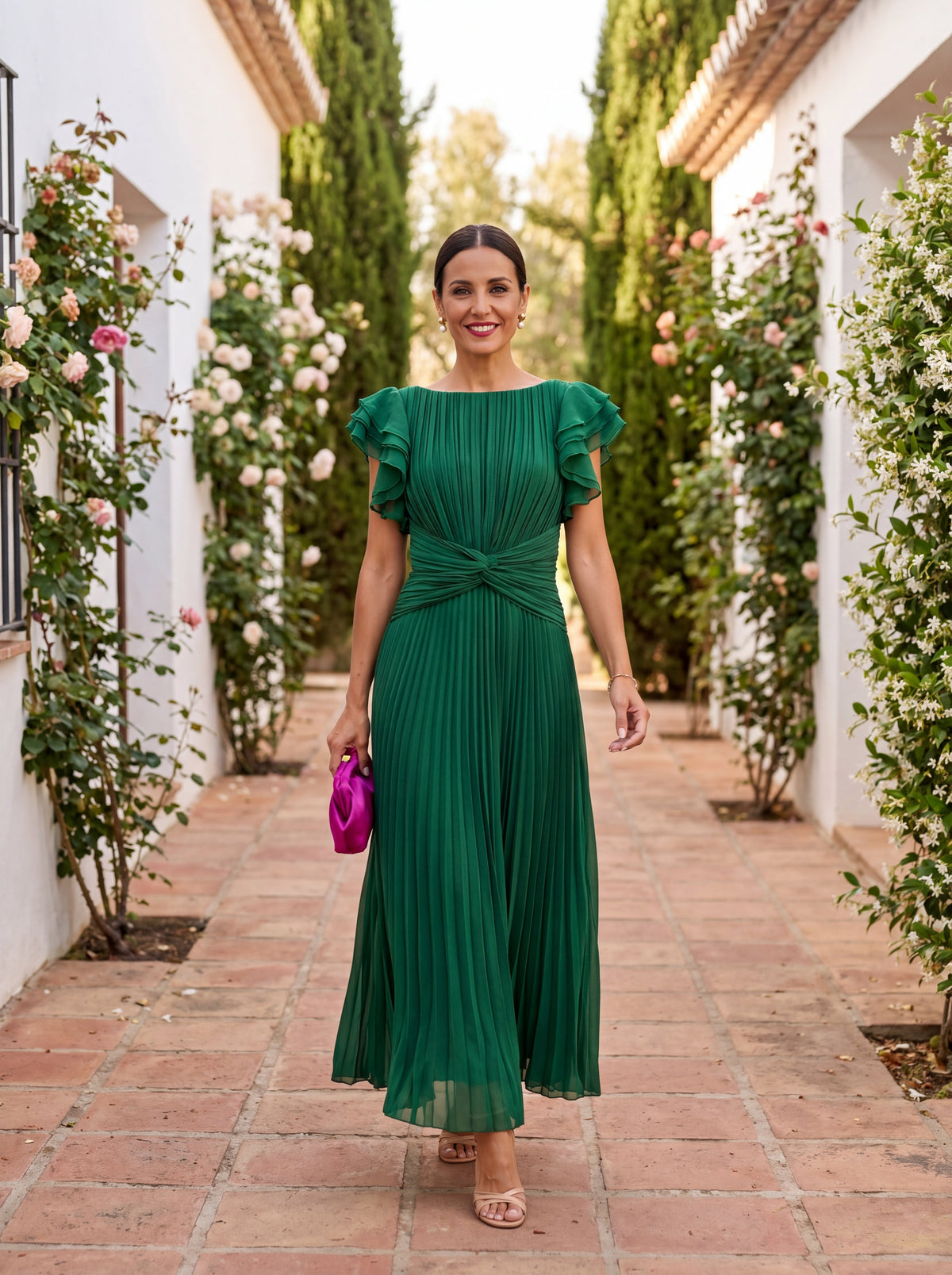 SERAPHINA™ - PLEATED KNOT-WAIST MAXI DRESS