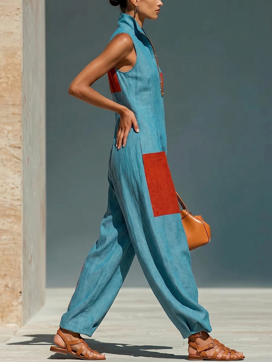 LUCERNE™ - CONTRAST LAPEL JUMPSUIT
