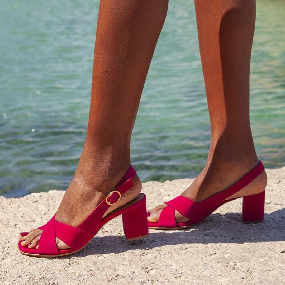 CELESTE™ - CROSSOVER BLOCK-HEEL SANDALS
