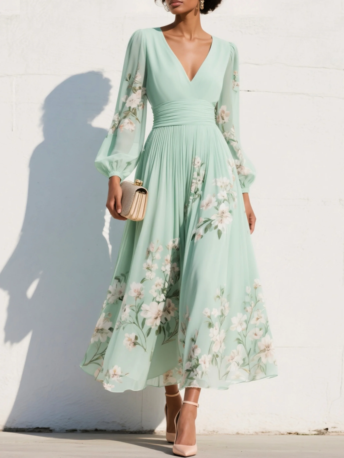 CISELLA™ - FLORAL RUFFLE MIDI DRESS
