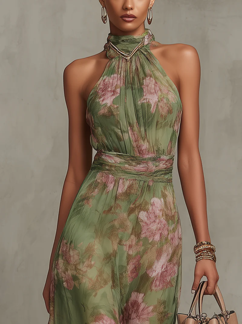 LIVIA™ - FLORAL HALTER MAXI DRESS