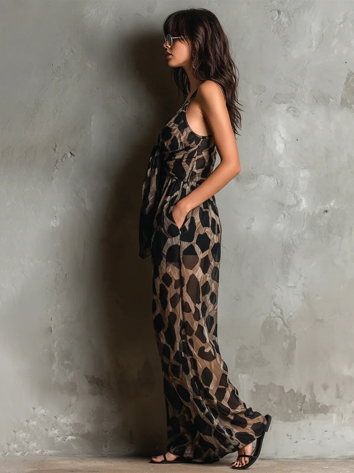 MORETTI™ - ANIMAL PRINT WRAP JUMPSUIT
