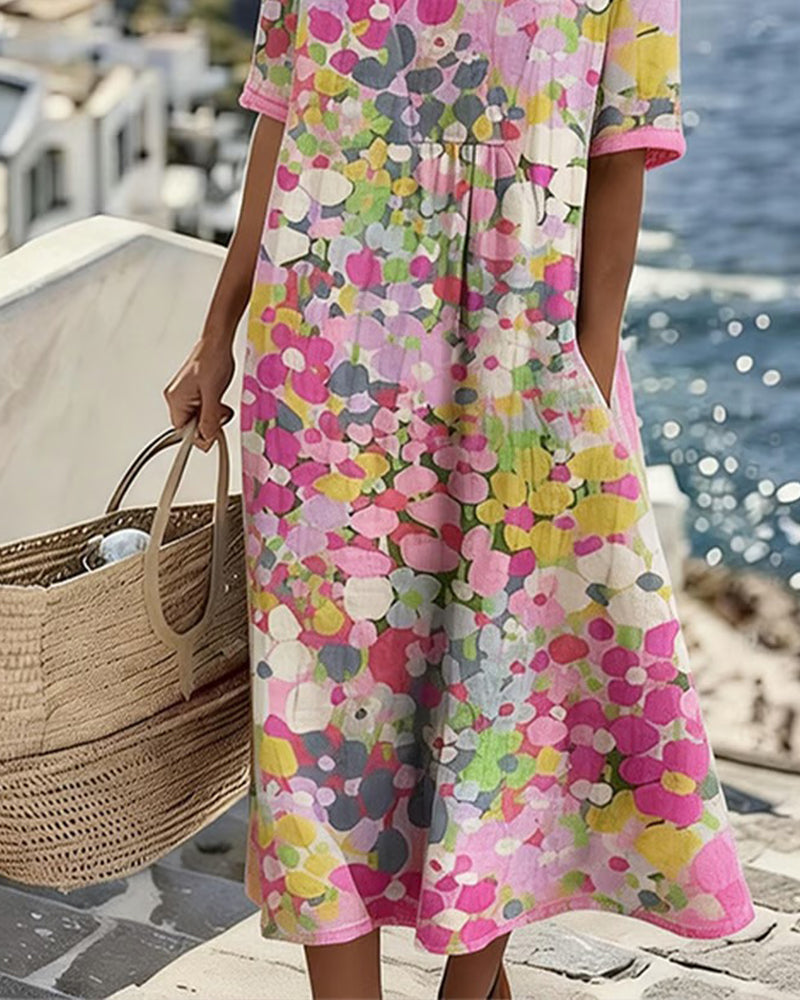 ELENA™ - LIGHT FLORAL FLOW MIDI DRESS