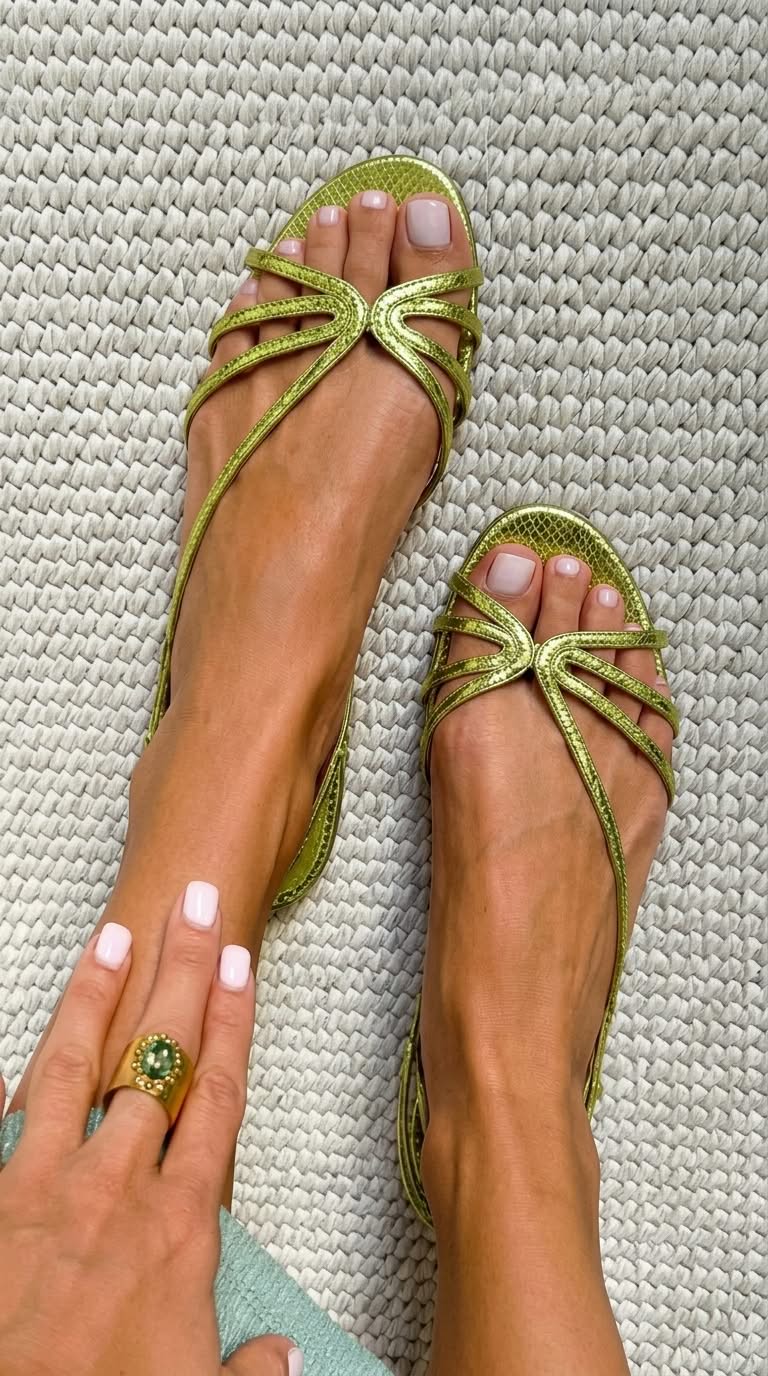 GINEVRA™ - GOLDEN STRAPPY FLAT SANDALS