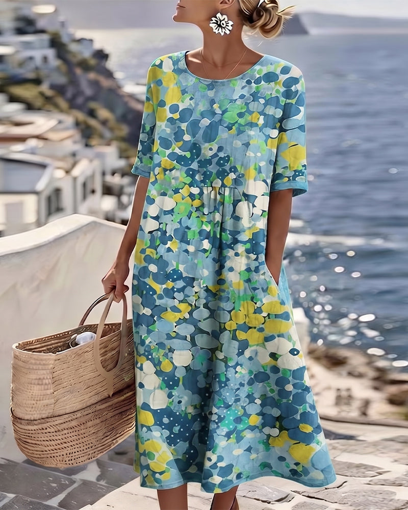 ELENA™ - LIGHT FLORAL FLOW MIDI DRESS