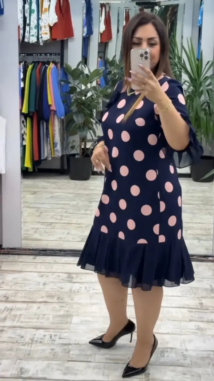 PALERINE™ - PLEATED POLKA DOT DRESS