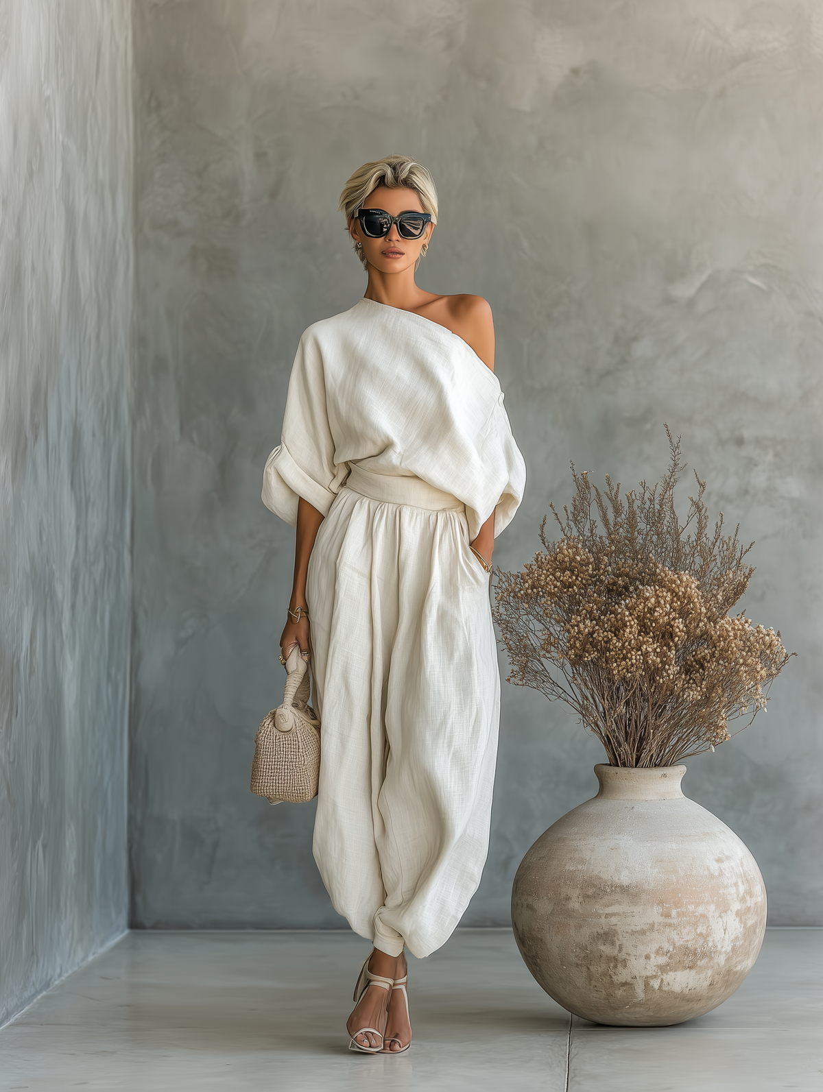 PALOMA™ - OFF-WHITE LINEN OFF-SHOULDER CO-ORD
