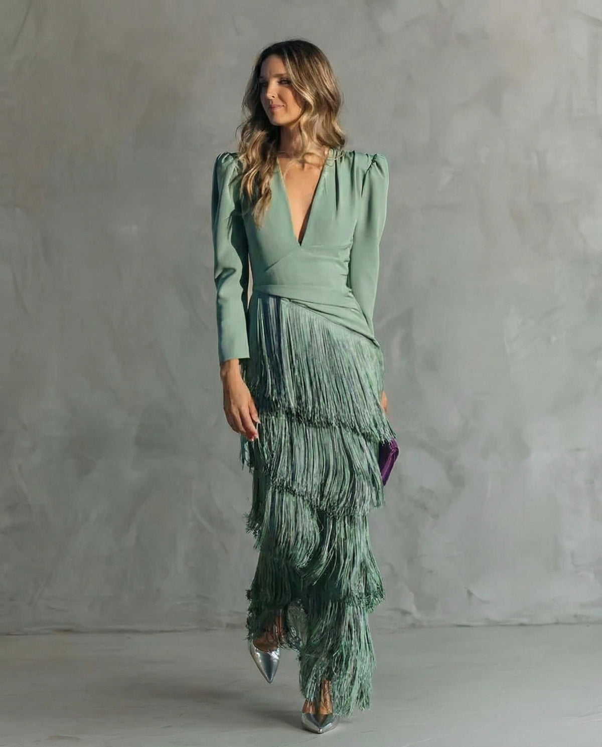CHIARA™ - FRINGE-SLEEVE MIDI DRESS