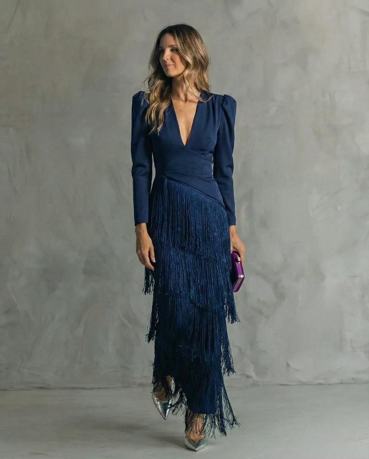 CHIARA™ - FRINGE-SLEEVE MIDI DRESS