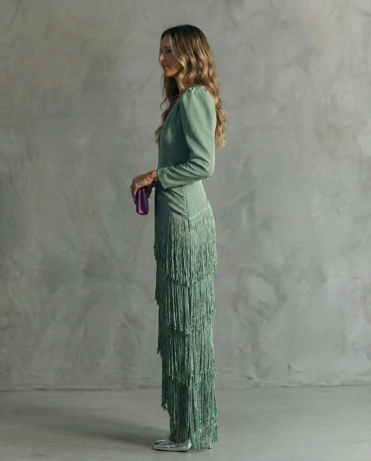 CHIARA™ - FRINGE-SLEEVE MIDI DRESS