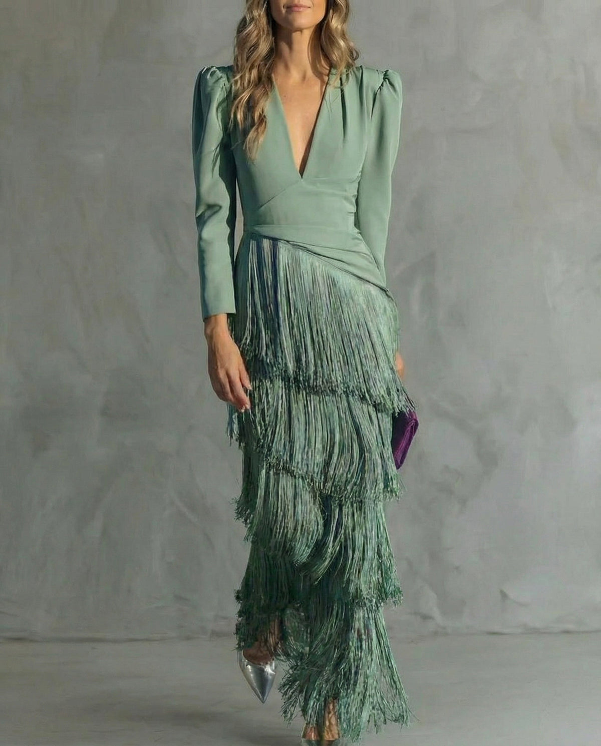 CHIARA™ - FRINGE-SLEEVE MIDI DRESS