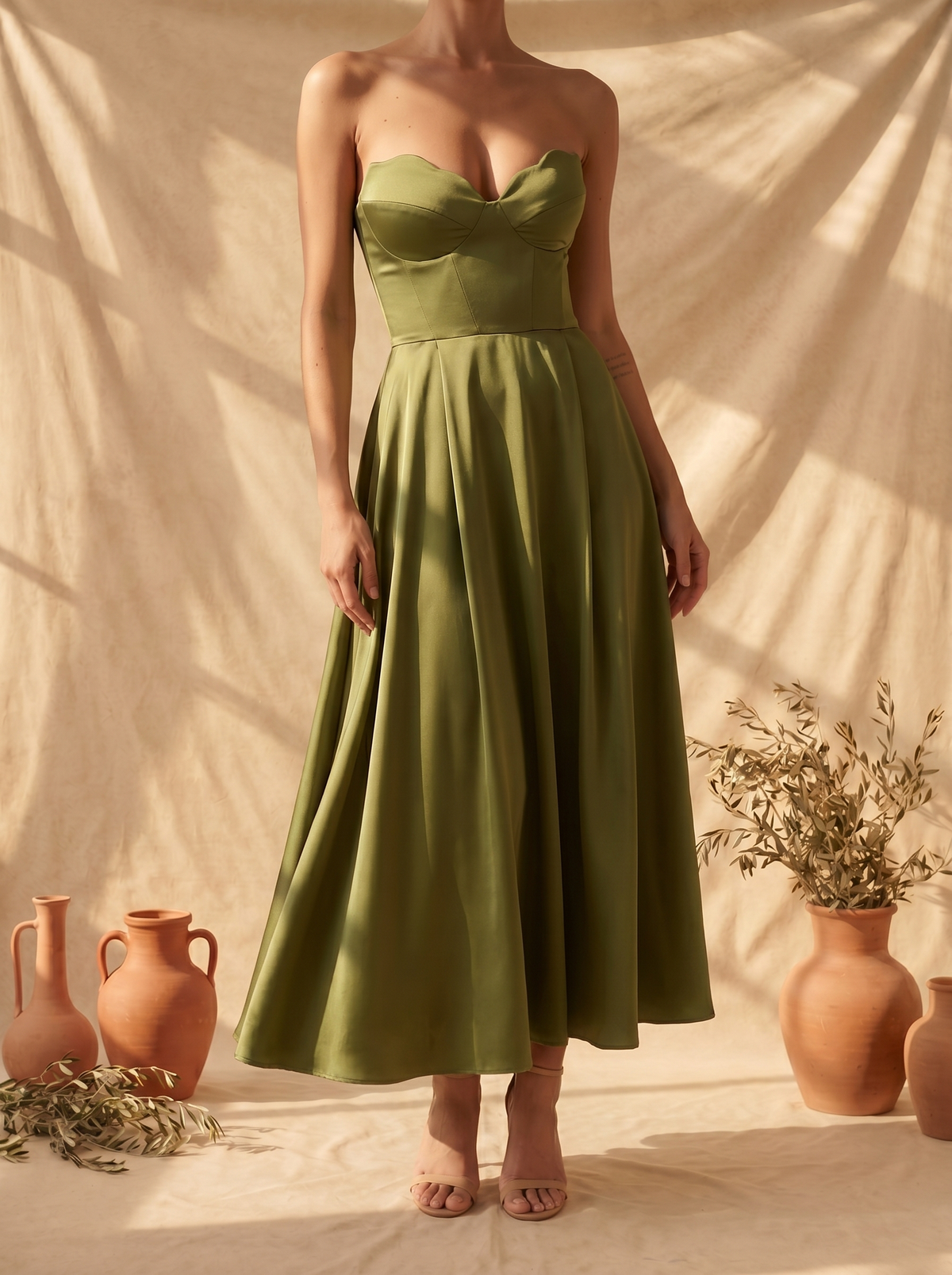 LIORA™ - STRAPLESS MIDI DRESS