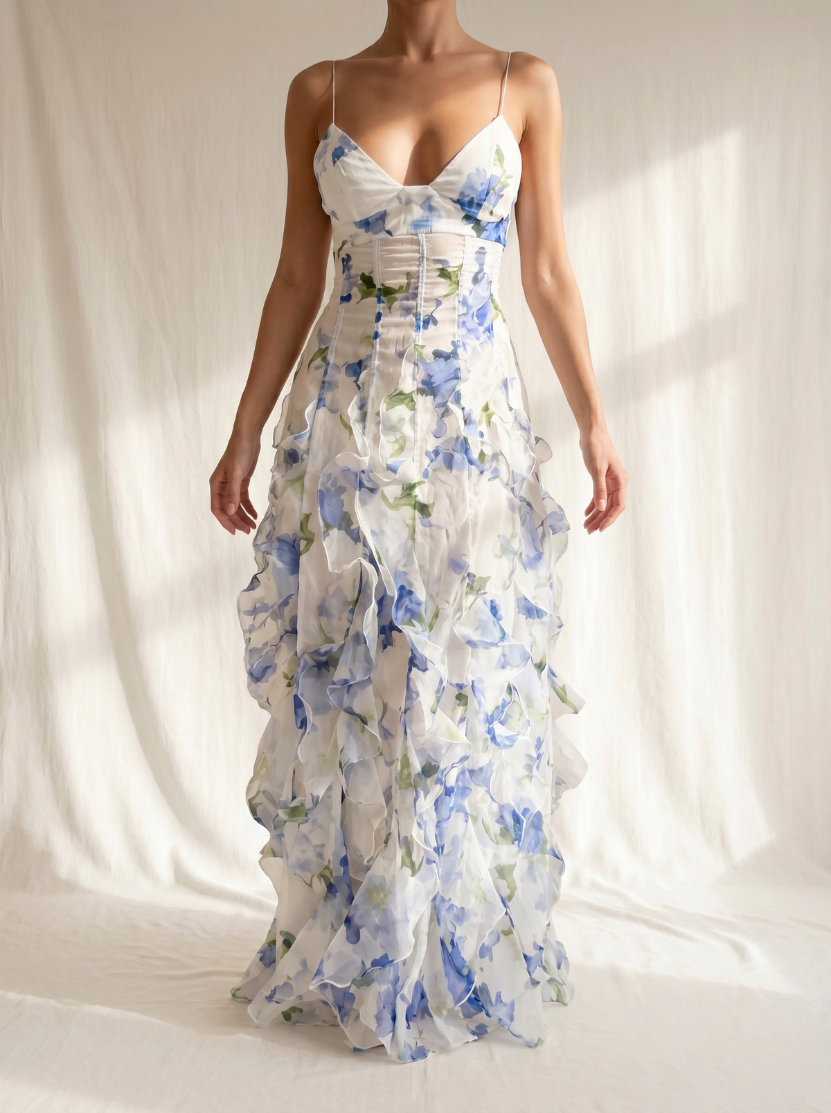 URI™ - RUFFLED FLORAL MIDI DRESS