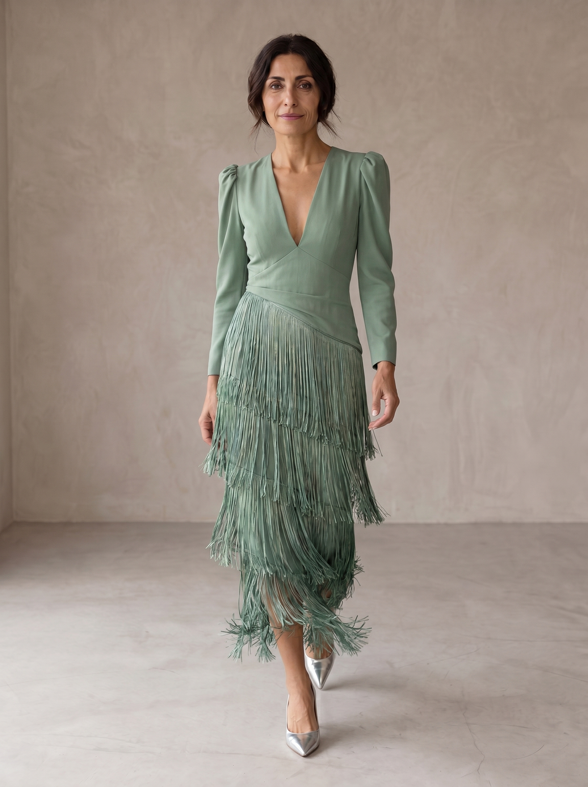 CHIARA™ - FRINGE-SLEEVE MIDI DRESS
