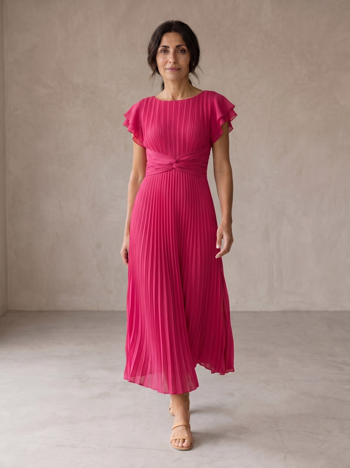 SERAPHINA™ - PLEATED KNOT-WAIST MAXI DRESS
