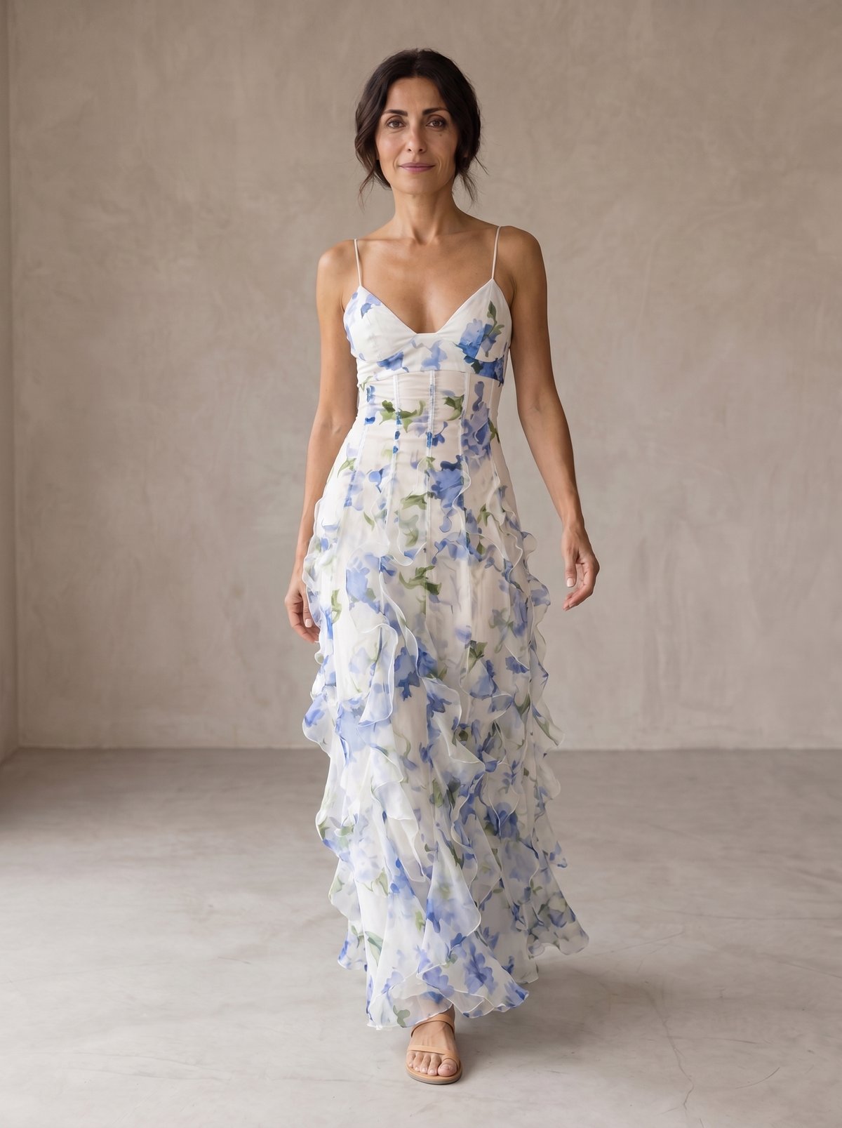 URI™ - RUFFLED FLORAL MIDI DRESS